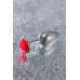 Серебристая анальная втулка с красной розочкой - 8 см.