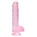 Розовый фаллоимитатор Realrock Crystal Clear 8 inch - 21 см.