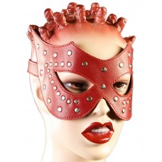 Очки-маска, красная, декорированная заклёпками на кожаной подкладке