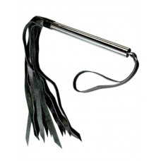 Плеть с хвостами 25 см, ручка металлическая, длинная, чёрная