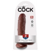 Фаллоимитатор-реалистик King Cock с мошонкой коричневый, 20 см