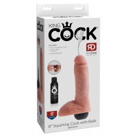 Фаллоимитатор King Cock Squirting реалистик, с функцией эякуляции, 20 см