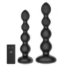 Анальная вибровтулка Nexus Tornado Beaded Probe Large с функцией вращения, черная
