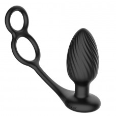 Анальная вибровтулка Nexus Tornado with Cock & Ball Rings с функцией вращения, черная