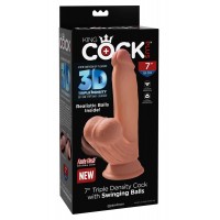 Фаллоимитатор King Cock Plus Triple Density с подвижной мошонкой, темный, 18 см