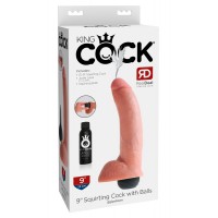 Фаллоимитатор King Cock Squirting реалистик, с функцией эякуляции, телесный, 23 см