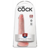 King Cock Фаллоимитатор-реалистик с яичками 6" телесный