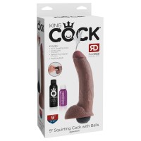 Фаллоимитатор King Cock Squirting реалистик, с функцией эякуляции, коричневый, 23 см