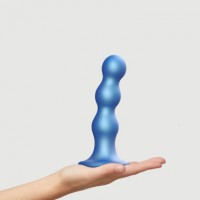 Фаллоимитатор Strap-On-Me Dildo Plug Balls синий металлик L, 16,5 см