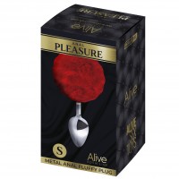 Анальная втулка Alive Metal Anal Fluffly Plug, красный, S Анальная втулка Alive Metal Anal Fluffly Plug, красный, S